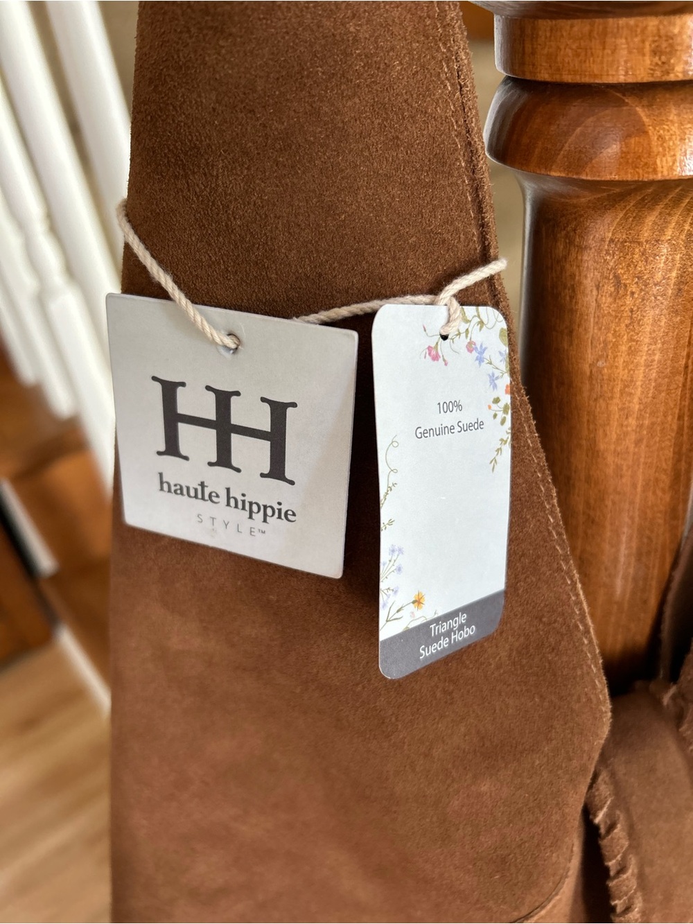 NWT Haute Hippie Triangle Suede Hobo, Cognac Brown - Picture 2 of 12